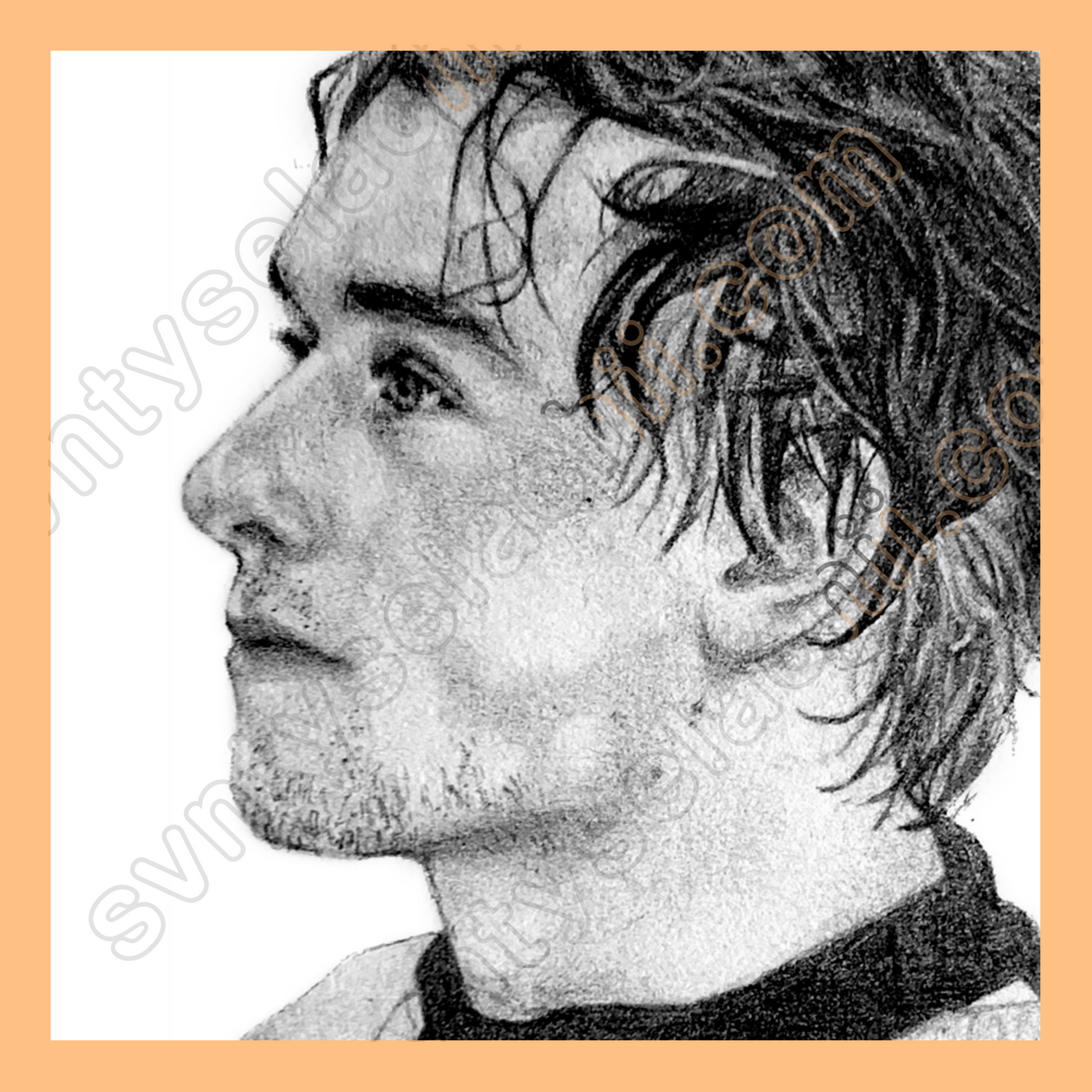 Macklin Celebrini Hockey SJS Side Profile Portrait 5x5"